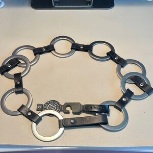 Sikver Ring-Link Leather Waist Belt
